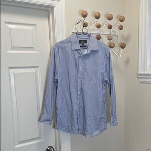 Marks & Spencer Vertical Striped Button Down Long Sleeve Shirt Blue White M